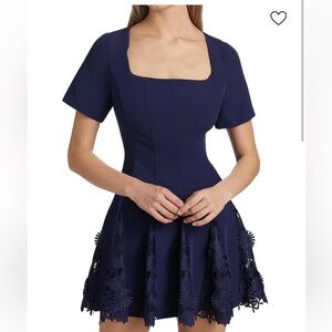 Milly Navy Blue Floral Lace Mini Dress